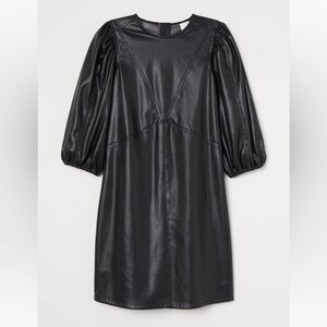 H&M black faux leather short dress NWT